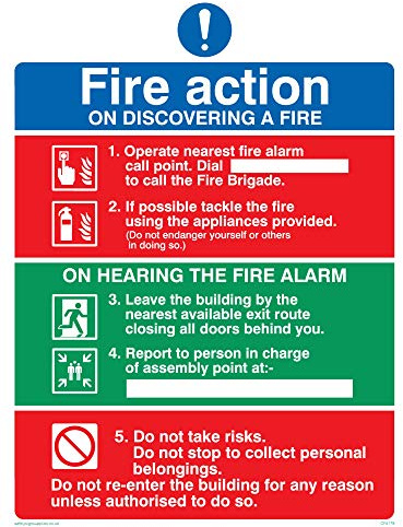 Viking Signs CF5179-A5P-V Fire Action Notice On Discovering A Fire Sign, Vinyl/Sticker, 150 mm H x 200 mm W