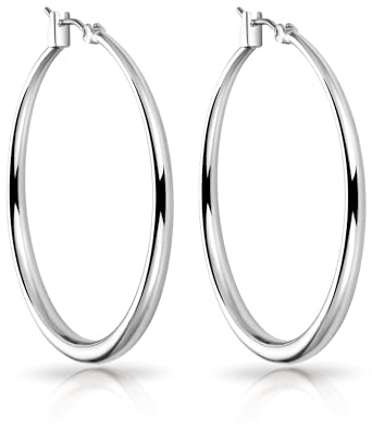 Philip Jones Silver Plated 40mm Hoop Earrings