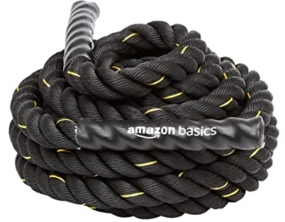 Amazon Basics Trainingsseil Battle Rope, 12m x 3,8cm, Schwarz