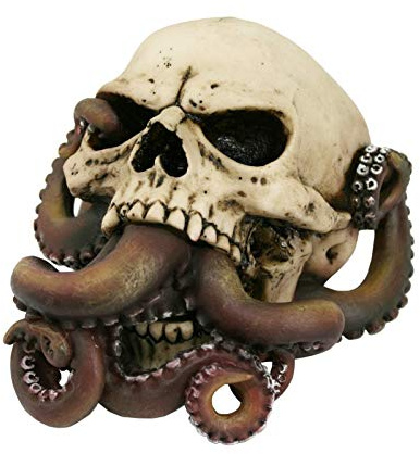 Pacific Giftware Nautical Decor Kraken Octopus Tentacles Protruding Cthulhu Skull Deadly Ocean Pirate Collectible Decorative Figurine 6.5 Inch Long
