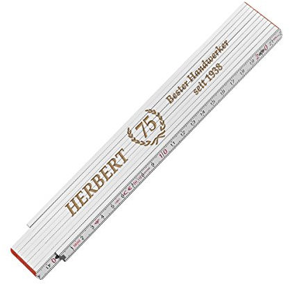 polar-effekt Zollstock Maßstab 2 Meter mit Gravur - personalisierter Meterstab mit Name - Gliedermaßstab, Geburtstags Geschenk für Männer - Motiv Jubiläum