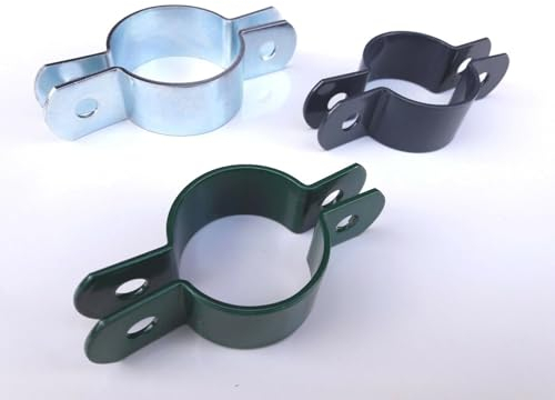 OuM Lot de 10 colliers de serrage centraux 48 mm pour entretoise/poteau, vert, graphite, galvanisé