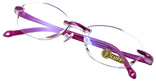 LUFF Reading Glasses Hd Anti-Blue Diamond Cut Edge Frameless Reading Glasses rose