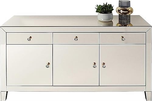 Kare Design Sideboard Luxury Pearl, Champagnerfarbenes Sideboard verspiegelt, mit drei Türen und drei Schüben, edle Griffe, (H/B/T) 77x141x45 cm