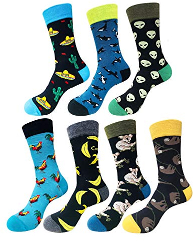 EmaoFun Calze Fantasia da Uomo, Calzini Casual Colorati (Caraibi)