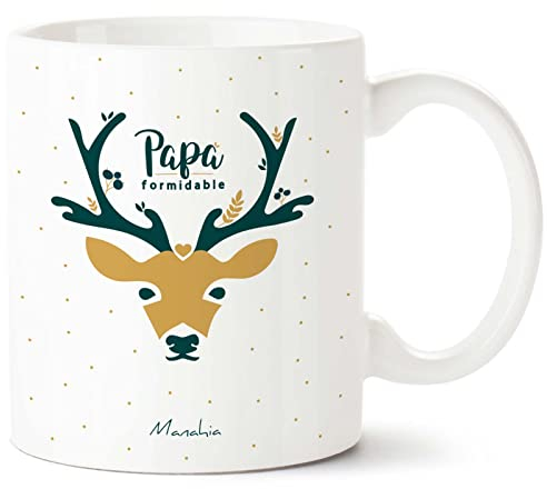 Manahia Mug Cadeau Papa Tasse Personnalisée - Papa Formidable - Avec Boite Kraft - 330 mL Céramique - Imprimé en France - Futur Papa - Noël, Anniversaire Père - Cadeau Fête des Pères - Mug de Noël