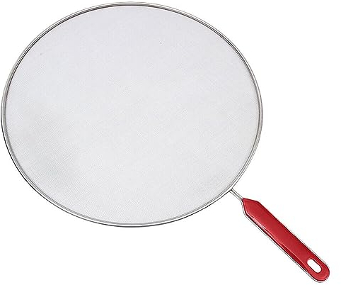Splatter Screen Guard Stainless Steel, Splash Guard Grease Splatter Guard, Non-Stick Extra Fine Mesh Weave for Cooking & Frying Pans Pots Skillets, Silver (25cm, 29cm, 33cm) (White, 33cm)