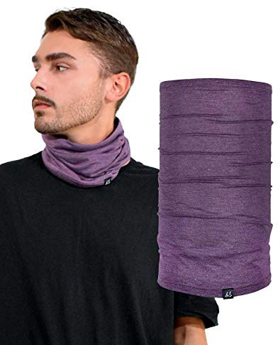 Basic Sense Multifunctional Headwear Cotton Rich Sports Snood Neck Warmer Gaiter, Medium Purple Marl