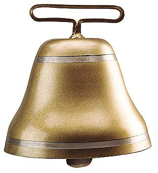 Stahlglocke bronze rund fuer Rinder, 145mm Durchmesser, 105mm hoch, 82mm Durchfuehrung