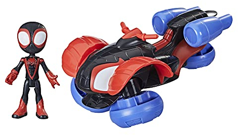 SPIDEY AND HIS AMAZING FRIENDS Marvel Verwandelbarer Techno-Racer und Miles Morales Spider-Man Action-Figur, ab 3 Jahren, 10 centimeters