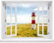 Wandtattoo - Fenster mit Aussicht auf Leuchtturm 80 x 62 cm – Wandsticker