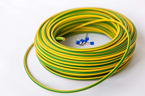 Erdungskabel 16mm² - Grün/Gelb - H07V-K - Aderleitung feindrähtig flexibel inkl. 5 Aderendhülsen (30 m)