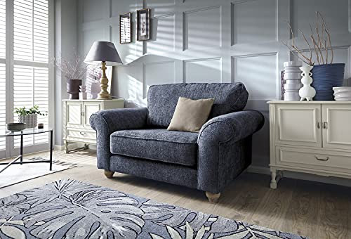 Ingrid Large Armchair - Dark Blue Braided Chenille Sofa Sets for Livings Rooms - 3 or 2 Seater Sofa Set - Range includes 2 Seater & 3 Seater Settees, Armchairs & Cuddle Chairs (Cuddle Chair)