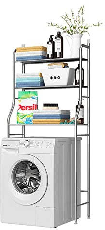 MAGIC SELECT Estantería sobre Lavadora de Acero Inoxidable | Ahorra Espacio con 3 Baldas | Estante Organizador Impermeable | Patas Ajustables en Altura.