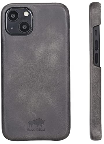 Solo Pelle Lederhülle für das Apple iPhone 13 Mini in 5.4 Zoll Princeton Case Leder Hülle Ledertasche Backcover aus echtem Leder (Steingrau)