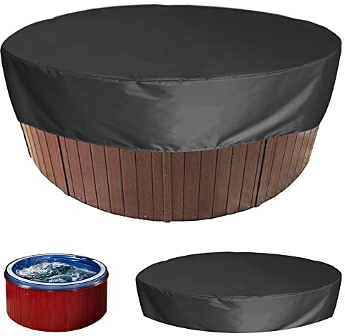 XVBVS Outdoor-Runde Whirlpool-Abdeckung wasserdichte UV-beständige Pool-Staubschutzhülle für SPA Whirlpool Badewanne Gartenmöbel- Black || 190 * 30cm
