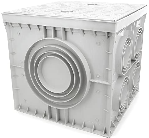 ELS Elektrotechnika Revisionsschacht Kontrollschacht Einlaufschacht Einlaufkasten Kanalschacht Hofablauf Abdeckung (550x550x550 mit Deckel) bis 10 Anschlüsse,
