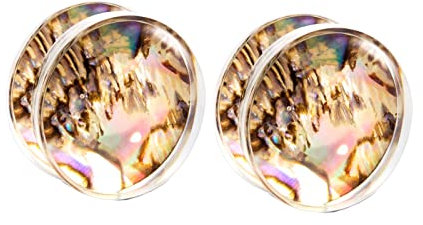 Ohrringe Tunnel Damen, Plug 16mm 2 Stück Mehrfarbig Acryl mit Shell Schönes Ohrtunnel Geschenk