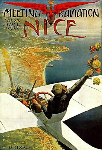 Blechschild 1910 Französische Europäische Reise Nizza Frankreich Werbung Retro Metal Metall Poster Lustiges Blechschilder Für Küche, Garage, 20X30cm