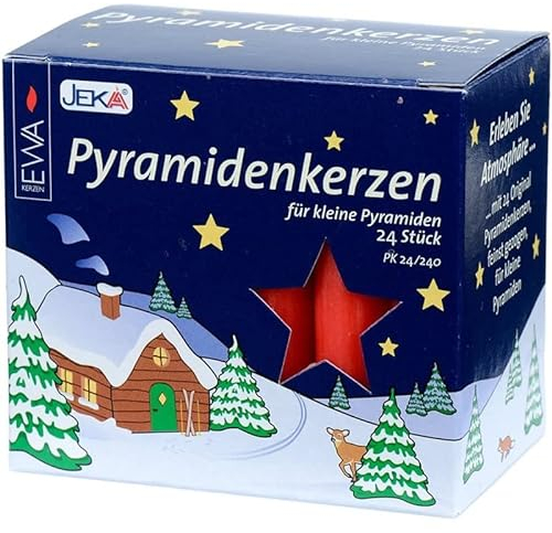 Pyramidenkerze in rot (24er Set) - Kerze für Weihnachtsbaum, Kerzen für Pyramide, Weihnachten, Advent