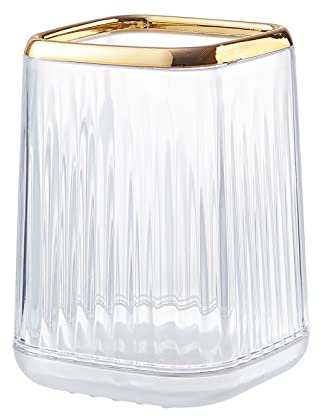 DASITON Organisateur Maquillage,Rangement Pinceaux Maquillage en Plastique,Pot Pinceau Maquillage Vintage,Porte-Stylo,Organisateur de Maquillage pour Chambre,Bureau et Salle de Bain(Transparent)