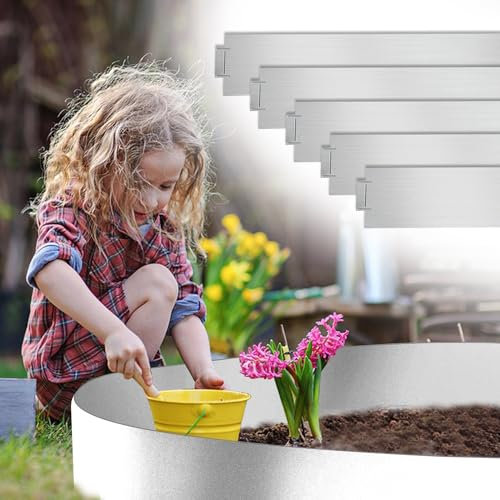 Jopassy Rasenkante, 15M Rasenkante Metall 100 * 15cm, verzinkt Beeteinfassung Frei zu Biegen, Garten Rasenkante, kann für Hof, Garten,Bauernhof (Länge 15m - Höhe 15cm)-Grau