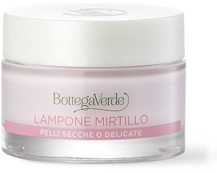 Bottega Verde - Crema Viso Idratante, 50 ml, Idrata e Nutre in Profondità, con Lampone e Mirtillo, per Pelli Secche o Delicate