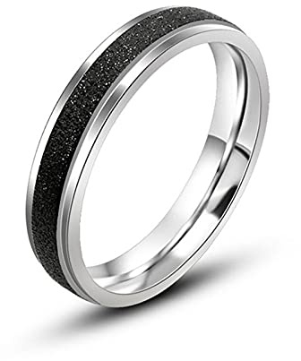 BCughia Goth Ringe, Ring Schmuck Titan Silber Schwarz Matt Ring Breite 4mm Valentinstag Eheringe Geschenk für Herren und Damen
