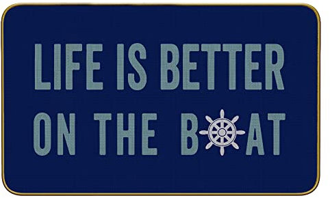 Mingnei Life is Better On The Boat Navy Doormat Door Mat for Home Entrance,Rustic Lake House Floor Mats for House Front Indoor Inside Outdoor Outside Entryway Rug 30 x 17 Welcome Mat