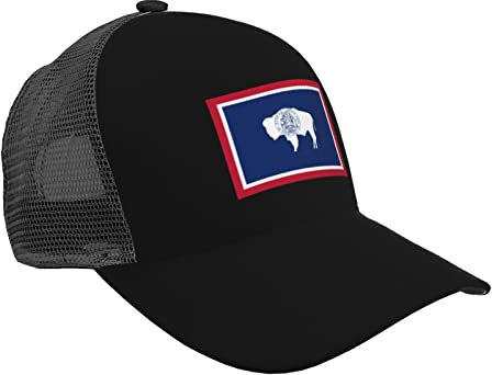 XVBCDFG Flagge von Wyoming Baseball Cap Atmungsaktive Gebogene Krempe Mesh Caps Sonnenblende Hip-Hop Hut Verstellbare Trucker Hüte für Männer, Siehe Abbildung, One size