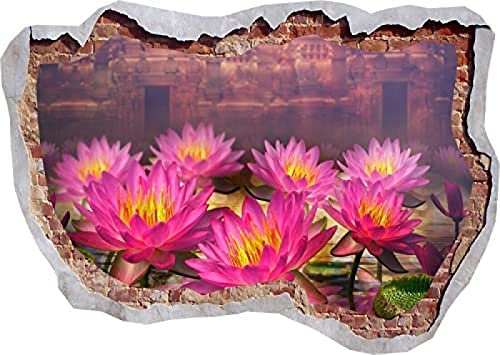 Wandaufkleber Lotus Pink Flower Green Leaves Pond 3D Wall Sticker Poster Decal Mural RoomMöbel & Wohnen, Dekoration, Wandtattoos & Wandbilder 55x80cm