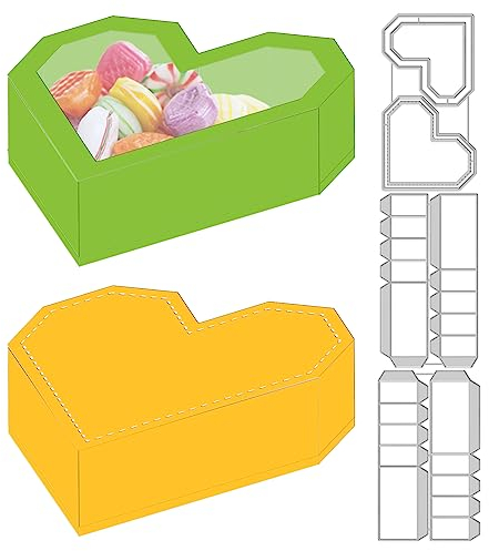 GLOBLELAND Herzförmige Box-Stanzformen, 3D-Geschenkbox, Kohlenstoffstahl, Stanzschablone, Liebesherz-Rahmen, Prägeschablonen, Vorlage Für Dekorative Prägung, Papier, Karten, DIY, Scrapbooking, Album