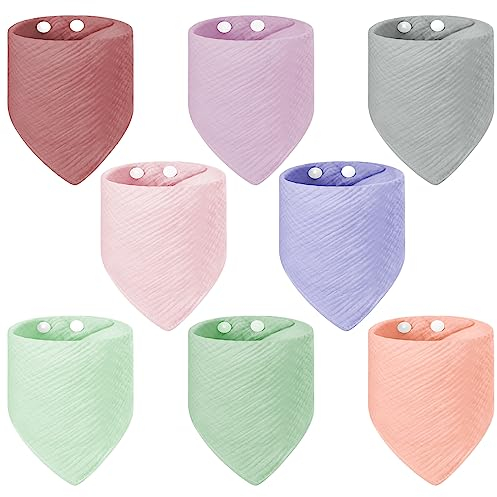 Vicloon Muslin Baby Lätzchen, 8 Stück Super Saugfähige Bio-Baumwoll Halstuch Babys, 100% Baumwolle Musselin Halstuch, Sabberlätzchen Baby, Sabberlätzchen für Säugling Kleinkinder Jungen Mädchen