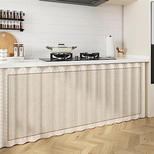 LIVEINU Schrankvorhänge für Küche, Kleiderschrank, Badezimmer, Privatsphäre Gardine, Staubdichter Vorhang für Regale, hängende Tür, Japanische Noren Selbstklebend, Beige, 120x100cm