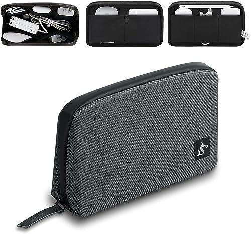 SIMTOP Piccola Borsa Organizer Per Cavi,Borsa da Viaggio impermeabile per dispositivi Elettronici da viaggio per cavo di Ricarica USB per Borsa Cavi di Archiviazione per Lavoro Gris Piccolo