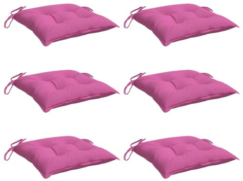 vidaXL Stuhlkissen 6 TLG., Kissen für Gartenmöbel Hocker Sofa, Wasserabweisendes Sitzpolster, Sitzkissen Stuhlpolster Gartenkissen, Rosa Stoff