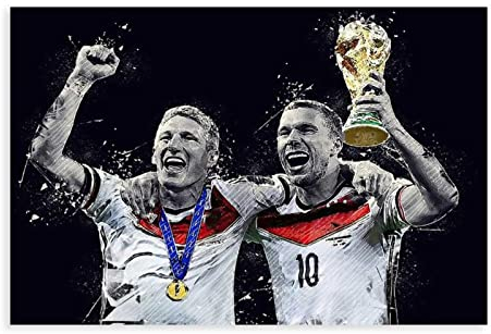 SORECI Schweinsteiger und Podolski Poster Leinwand Poster Wandkunst Dekor Druck Bild Gemälde für Wohnzimmer Schlafzimmer Dekoration ungerahmt 50 x 75 cm