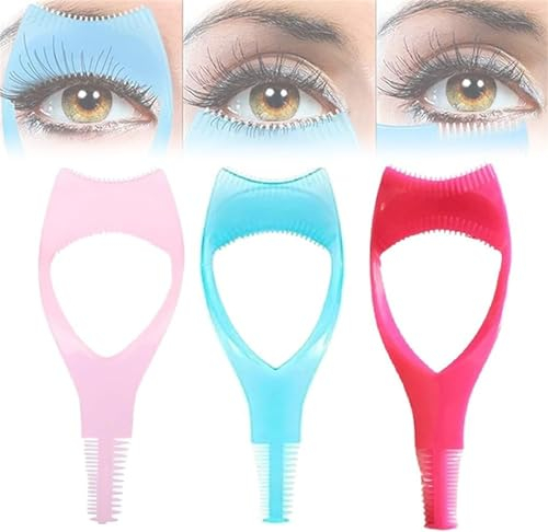 Mascara Shield Applicator Guard 3 in 1 Wimpern Werkzeuge Augen Make Up Eyelid Shield Wimpern Schablone Bürsten Wimperntusche Guide Kamm Tool für Damen Mädchen Anfänger (Bunt*3)