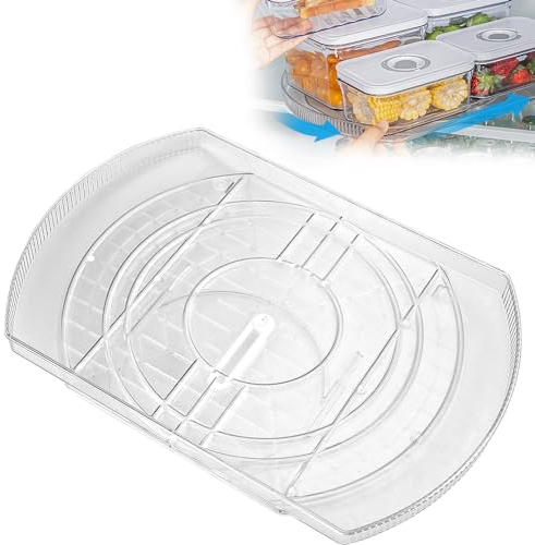HEKOBAG Vassoio Girevole Frigorifero Piatto Girevole per Frigo a 360°Organizer Girevole Cucina per Frigo Porta Spezie Girevole per Frigorifero, Cucina, Dispensa (42.3 * 28cm trasparente)