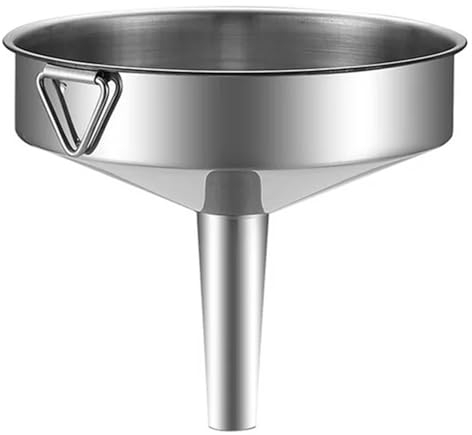 MAKREL Stainless Steel Funnel Kitchen Funnels for Transferring of Liquid, Fluid, Cooking Oils, Jam (12cm with Hook)