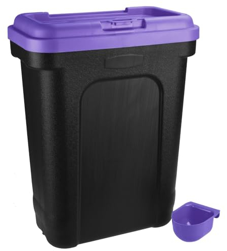 Elito Home & Garden® Dry Pet Food Storage Container | Top Flip Bin Lid with Scoop | 30L /15 KG Dog Cat Animal 15kg Pet Food Container (purple)