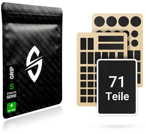 SensoryBoost DIY Grip Tape – 71 Rutschfeste Aufkleber in Verschiedenen Formen, Sehr Dünn (0,5 mm), Schweißabsorbierend & Selbstklebend – Grip-Zubehör für Maus, Tastatur, Smartphone & Controller