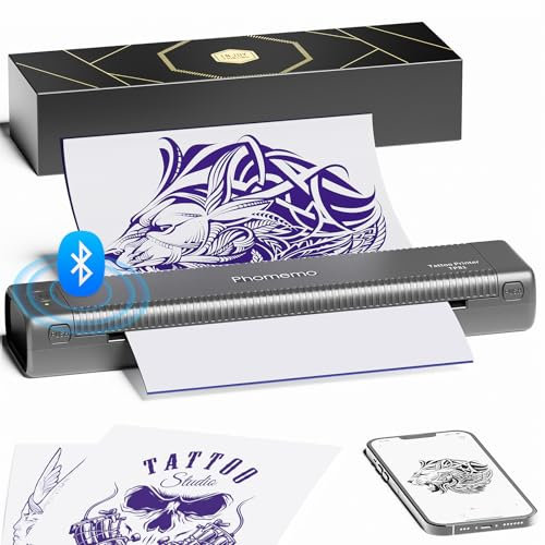 Phomemo Termocopiadora Tattoo TP81, Impresora Termica Tatuajes Compatible con Smartphone y PC, Impresora Tattoo para DIY con 10 Piezas de Papel de Transferencia de Tatuaje, Gris