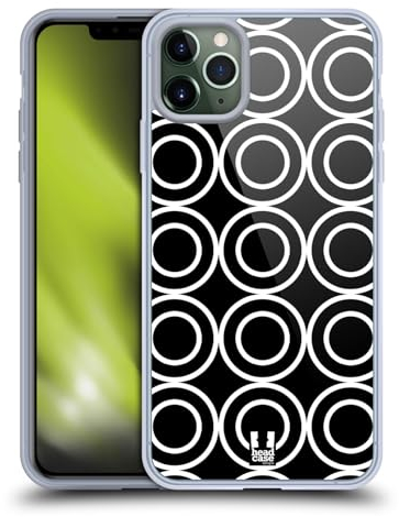 Head Case Designs Doppelkreise Schwarz-Weiss Muster Softgelhülle Kompatibel Mit Apple iPhone 11 Pro Max Und Kompatibel Mit Magsafe Zubehör
