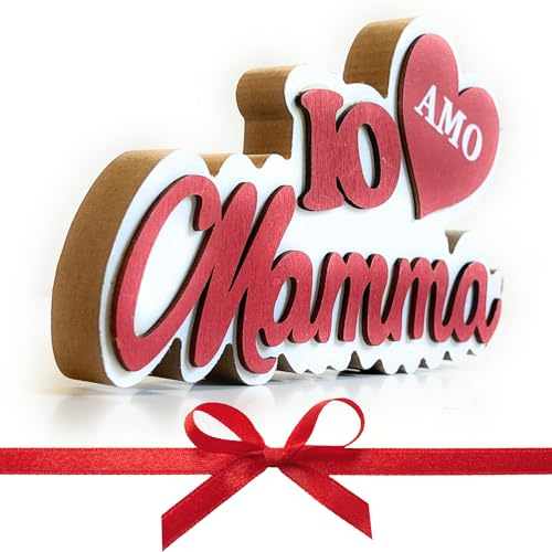 Holzschild Mama mit Aufschrift Ich liebe Mama – Holzfigur + Geschenkbox – Geschenk Mutter Geburtstag