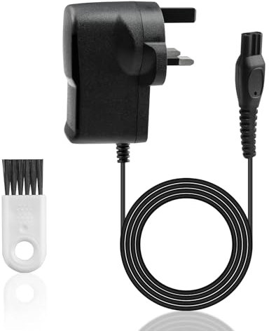 15V for Philips Shaver Charger Razor Power Cord HQ8505 Cable UK for 3000 5000 7000 9000 Beard Trimmer S3233 S3333 S1332 BT5502 BT9810 MG7790 MG7750, Electric Shaver Adapter Power Supply