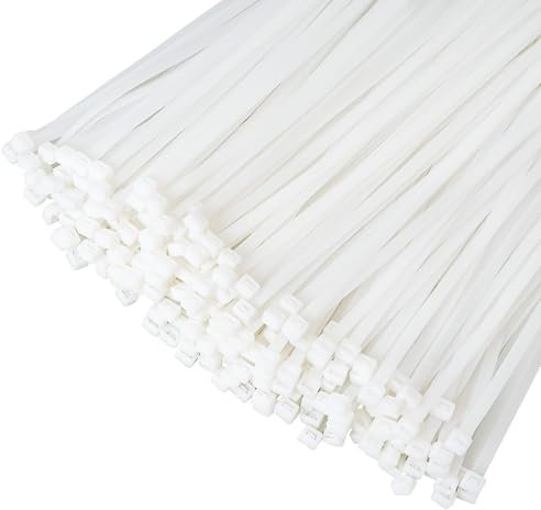 1000 Pezzi Fascette Plastica Professionali, 200mm x 4.8mm Fascette Elettricista, Fascette di Plastica Resistente Allatemperature Alla Trazione 23kg per Uso Interno ed Esterno, Bianco
