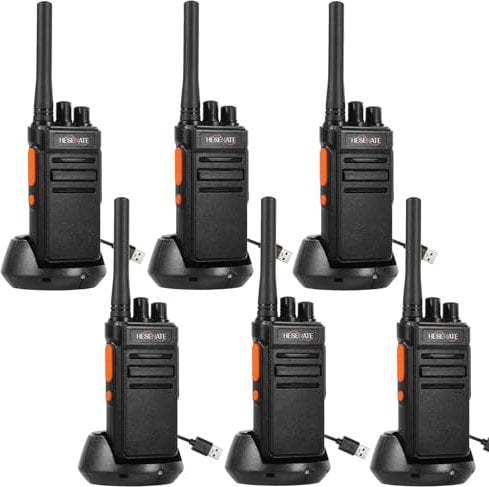 HESENATE HT66 PMR funkgerät, walkie Talkie große reichweite, lizenzfrei, 16 Kanäle, VOX, SCAN, CTCSS/DCS, 1200mAh Aufladbarer Akku, USB-Ladegerät, für Radtouren etc. (6er-Pack)