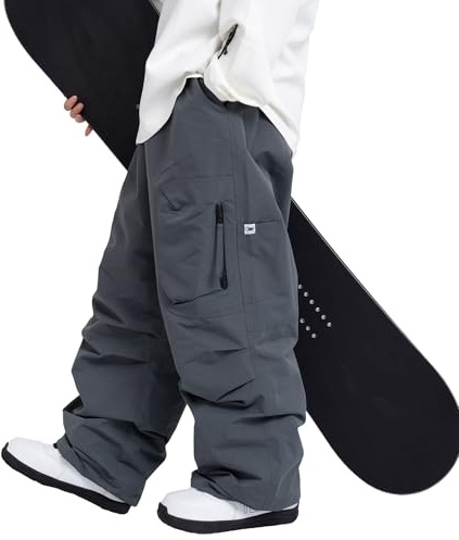 SNOWVERB Damen Herren Baggy Ski Isolierte Hose Wasserdicht Cargo Schneehose Snowboard Outdoor Wanderhose für Wintersport