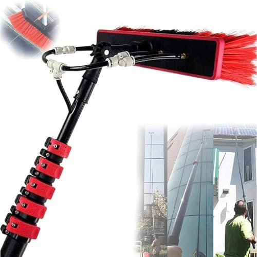 WANGYYDS 3.6-10.8m Fenster Reinigung Teleskopstange, Photovoltaik- Und Solarpanel-Reinigungsset, Teleskopbürste Mit Wasseranschluss Zur Reinigung Von Solaranlage Terrassenüberdachung,10.8m